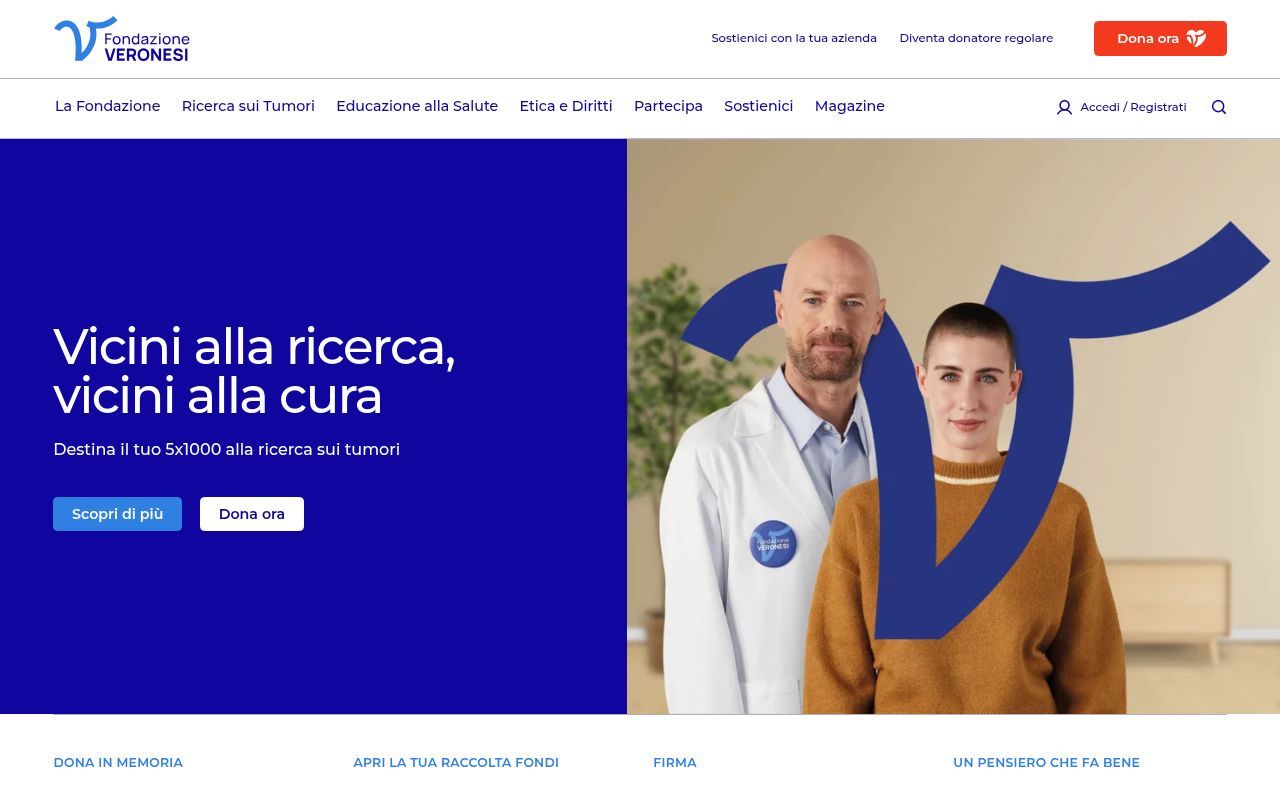 Homepage screenshot of fondazioneveronesi.it