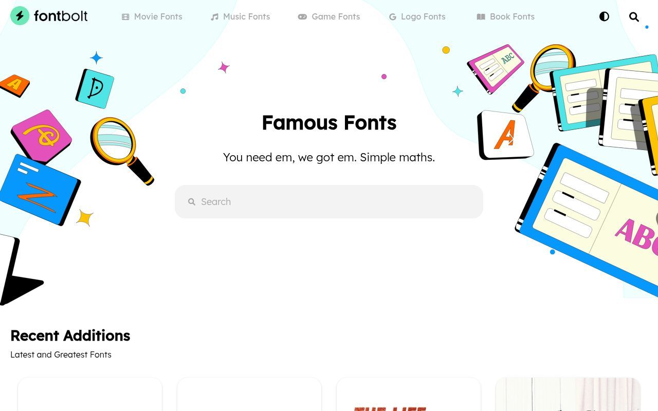 Homepage screenshot of fontbolt.com