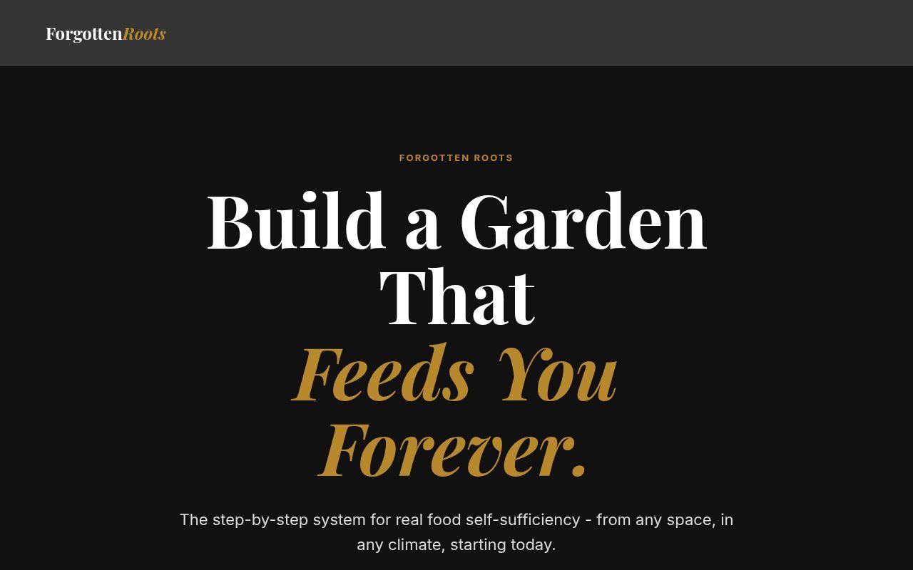 Homepage screenshot of forgottenroots.org