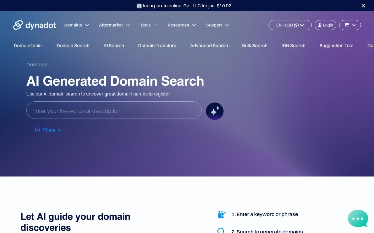 Homepage screenshot of forsale.dynadot.com
