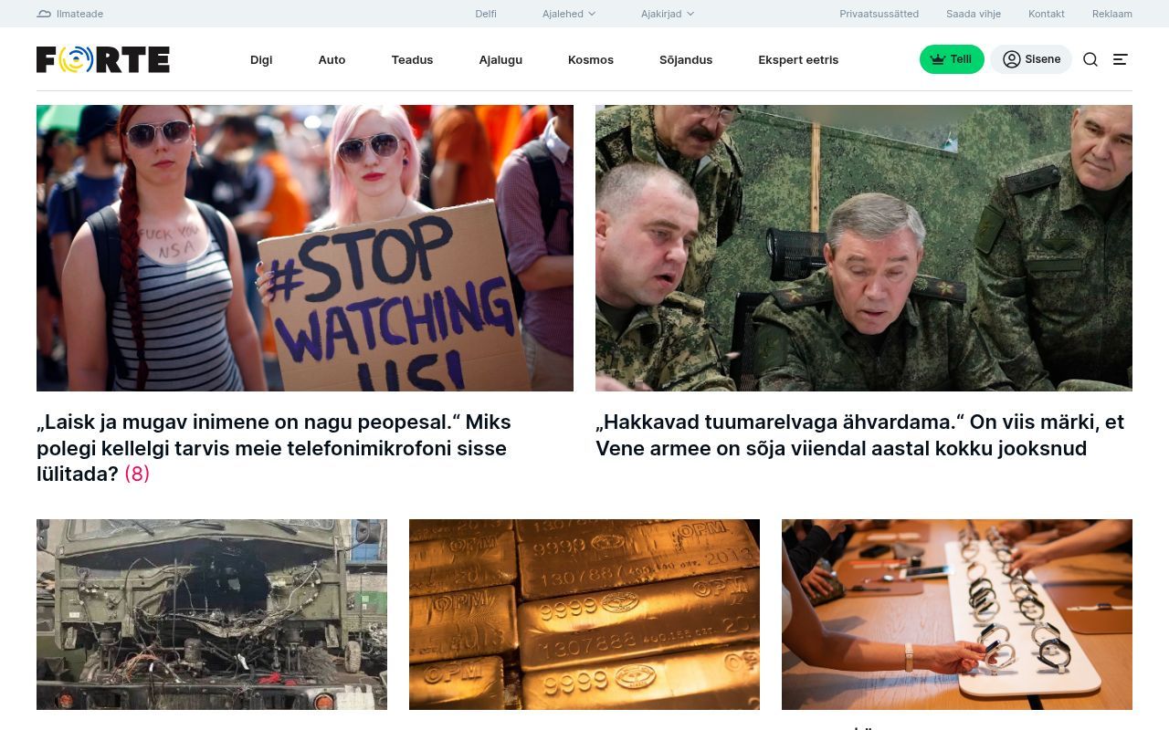 Homepage screenshot of forte.delfi.ee