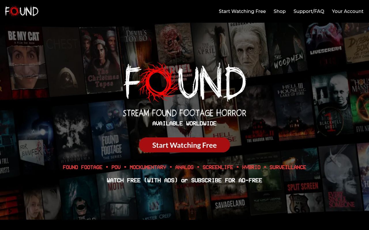 Homepage screenshot of foundtv.com