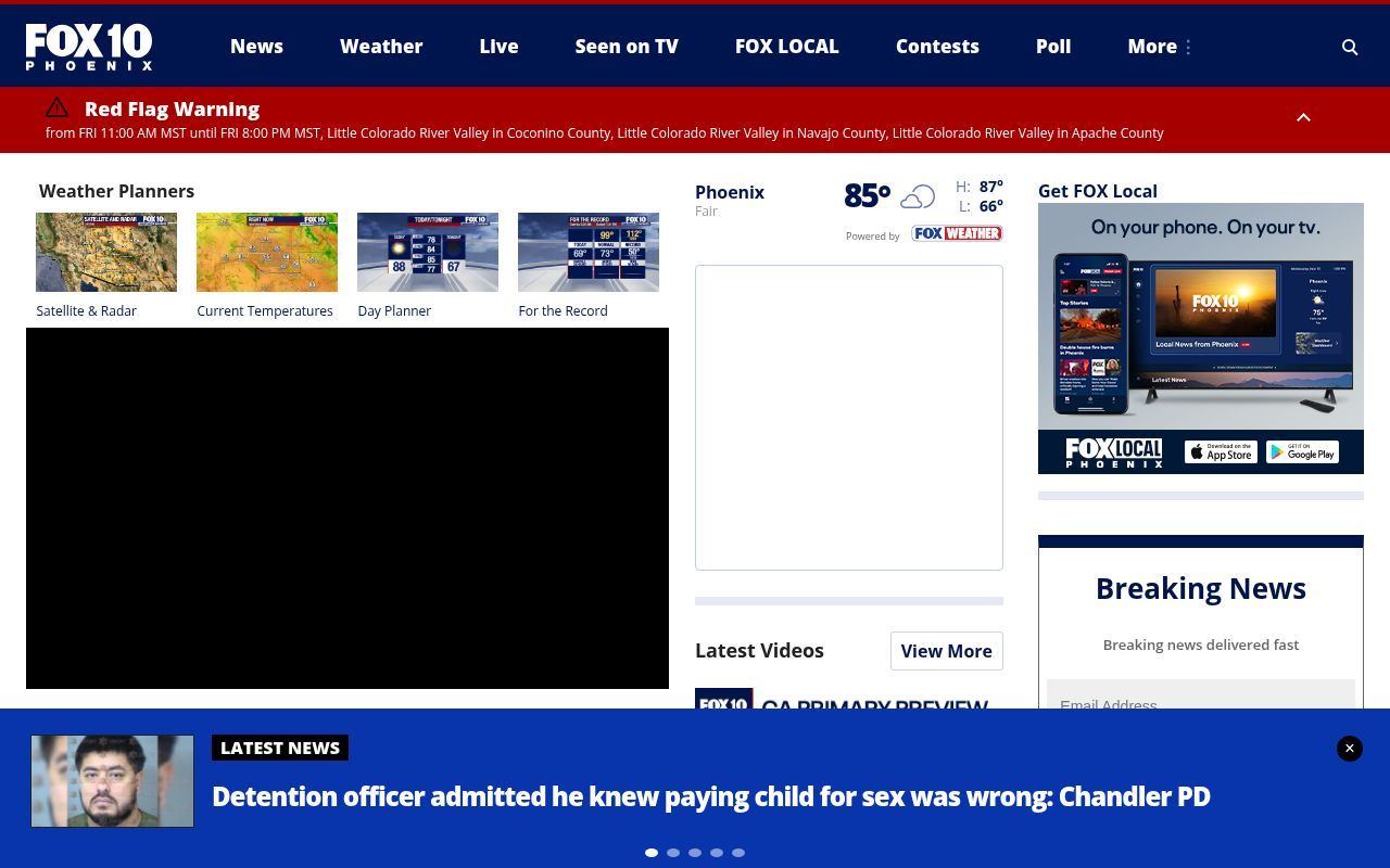 Homepage screenshot of fox10phoenix.com