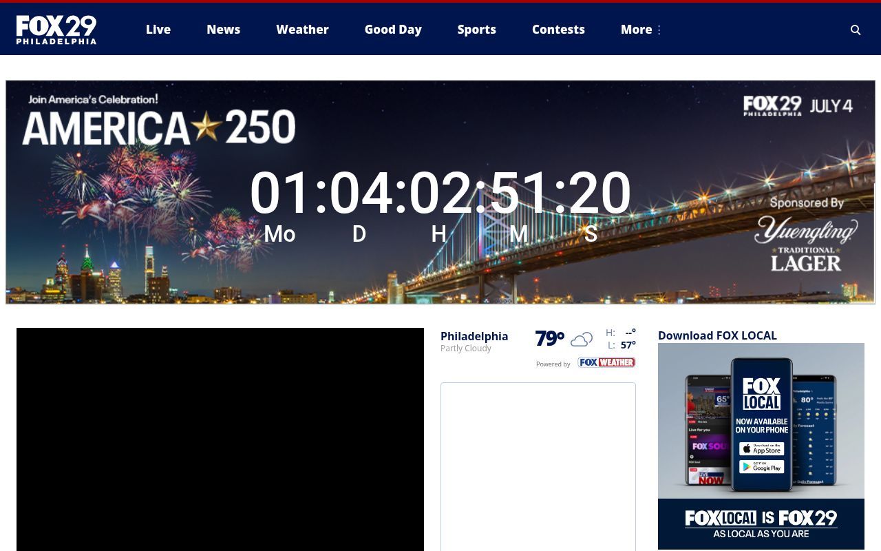 Homepage screenshot of fox29.com