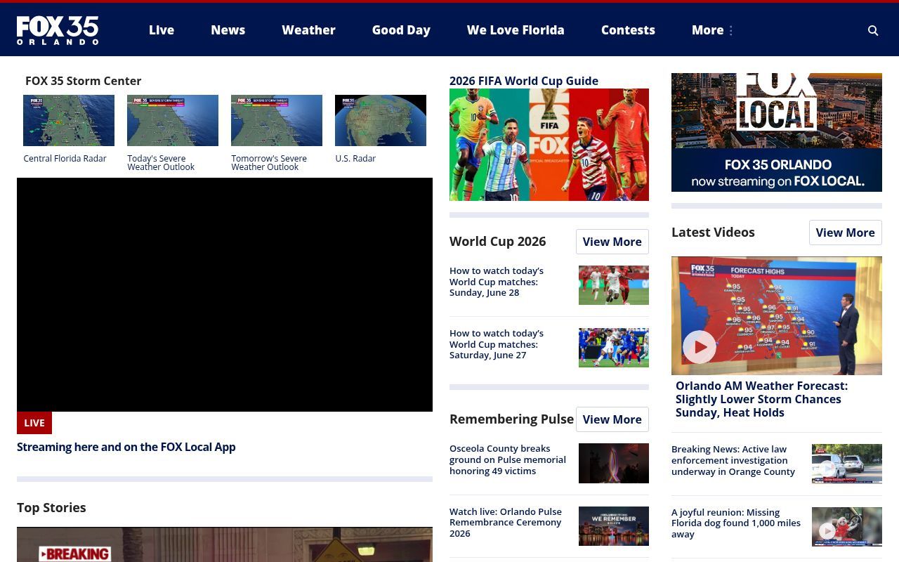 Homepage screenshot of fox35orlando.com