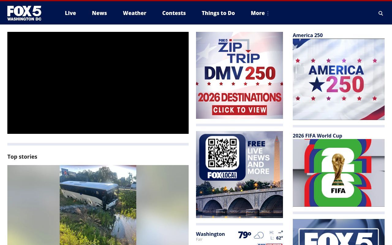 Homepage screenshot of fox5dc.com