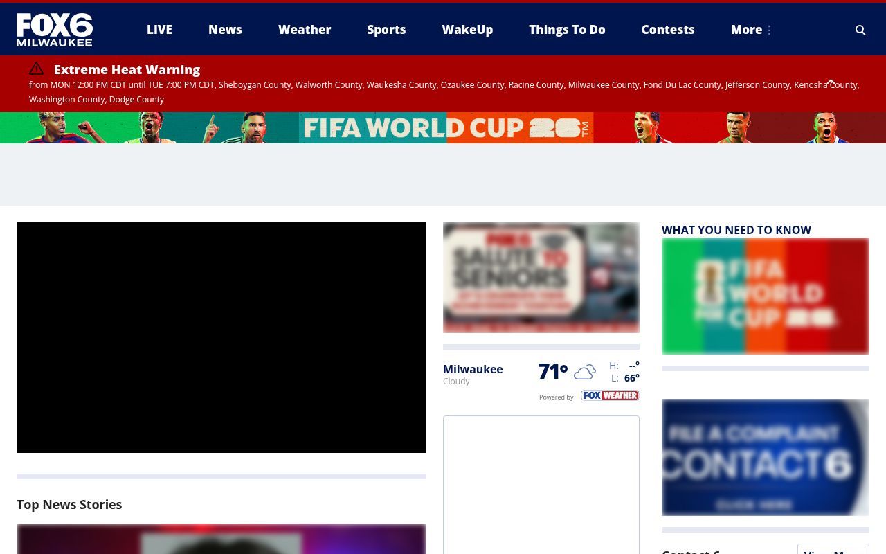 Homepage screenshot of fox6now.com