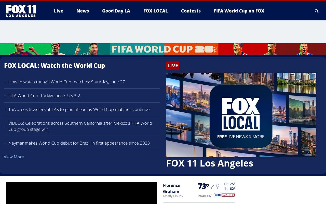 Homepage screenshot of foxla.com
