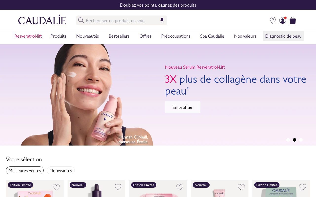 Homepage screenshot of fr.caudalie.com