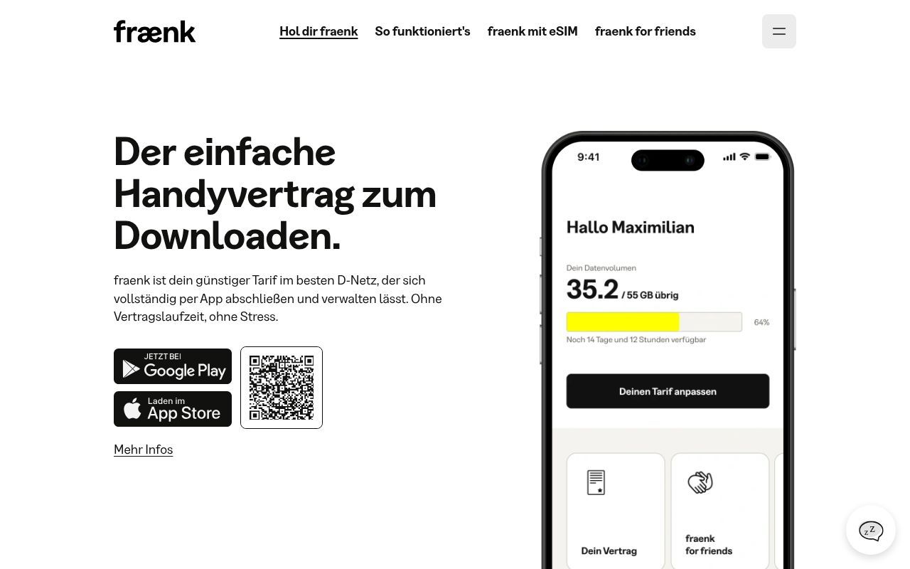 Homepage screenshot of fraenk.de