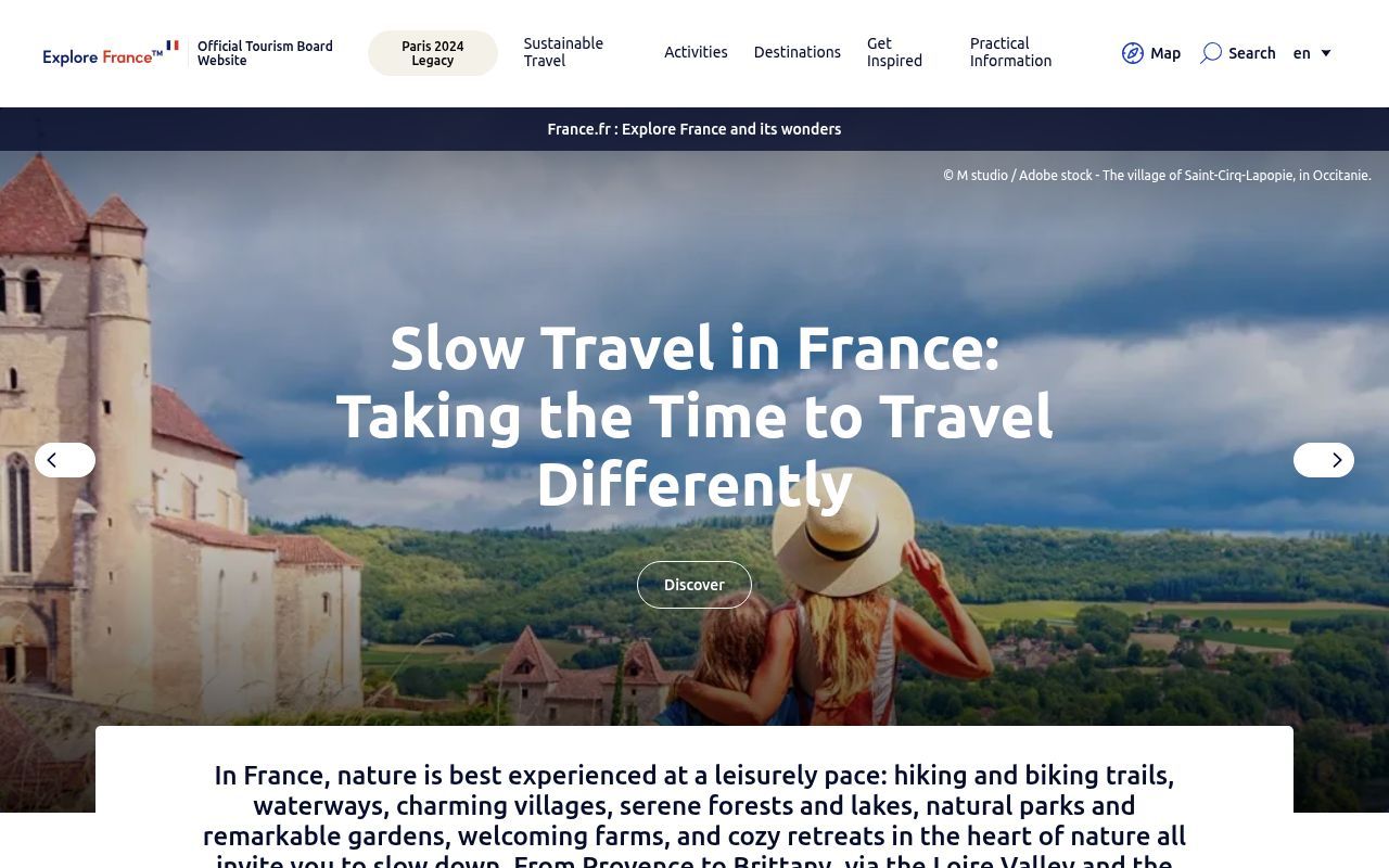 Homepage screenshot of france.fr