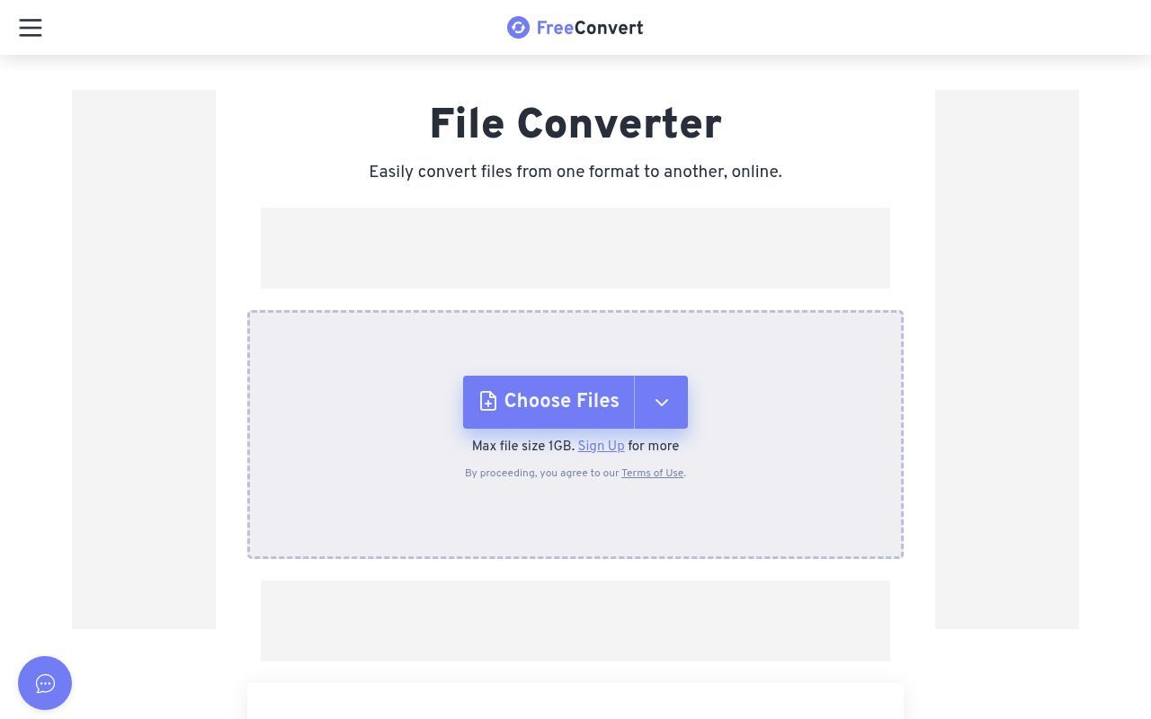 Homepage screenshot of freeconvert.com