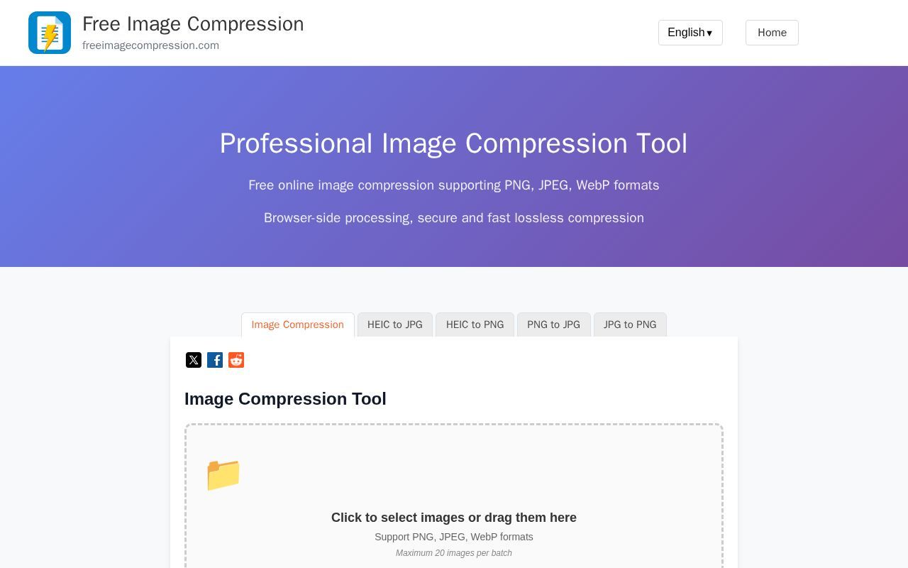 Homepage screenshot of freeimagecompression.com