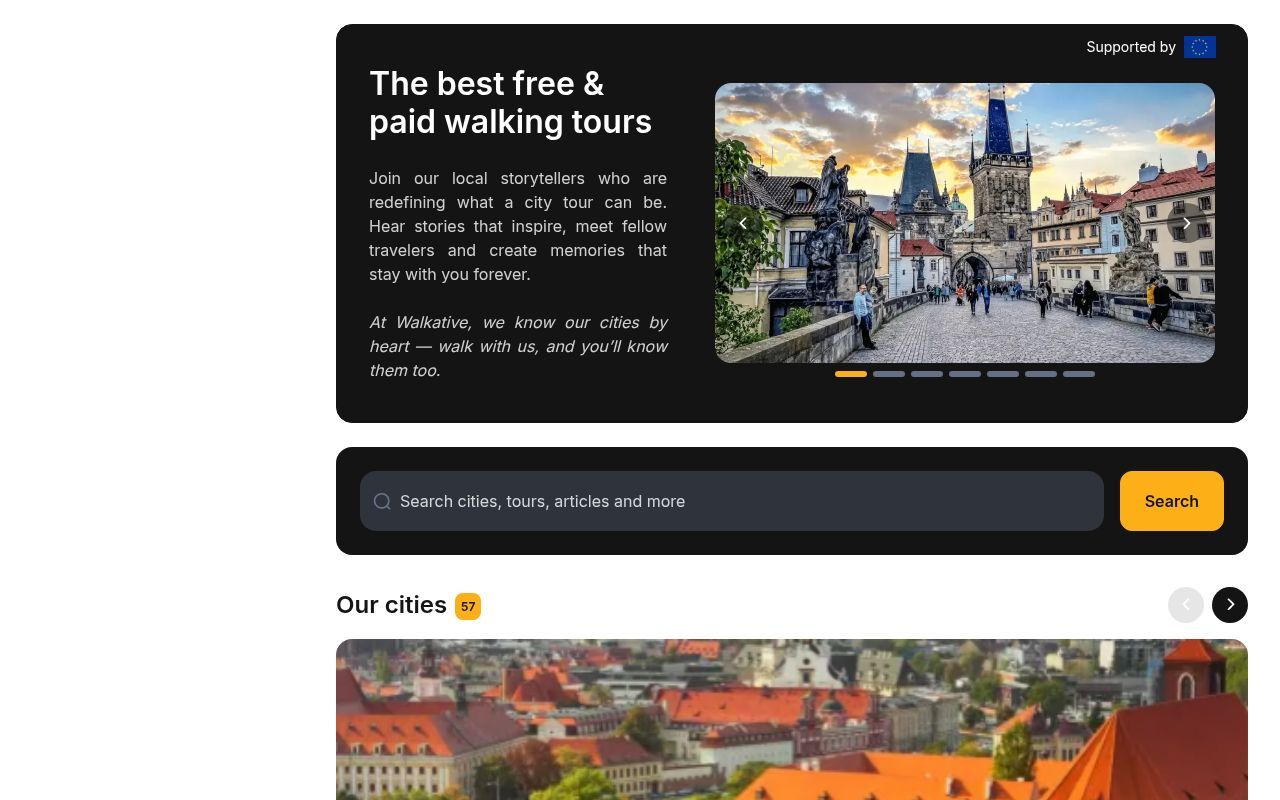 Homepage screenshot of freewalkingtour.com