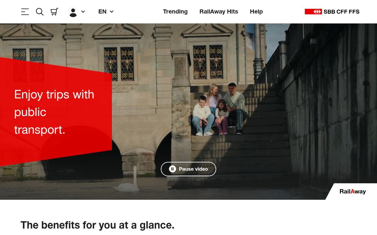 Homepage screenshot of freizeit.sbb.ch