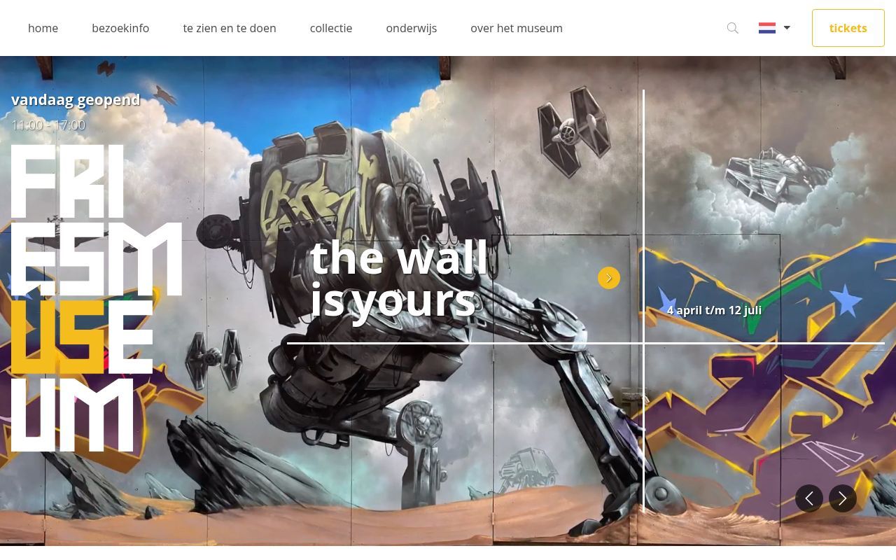 Homepage screenshot of friesmuseum.nl