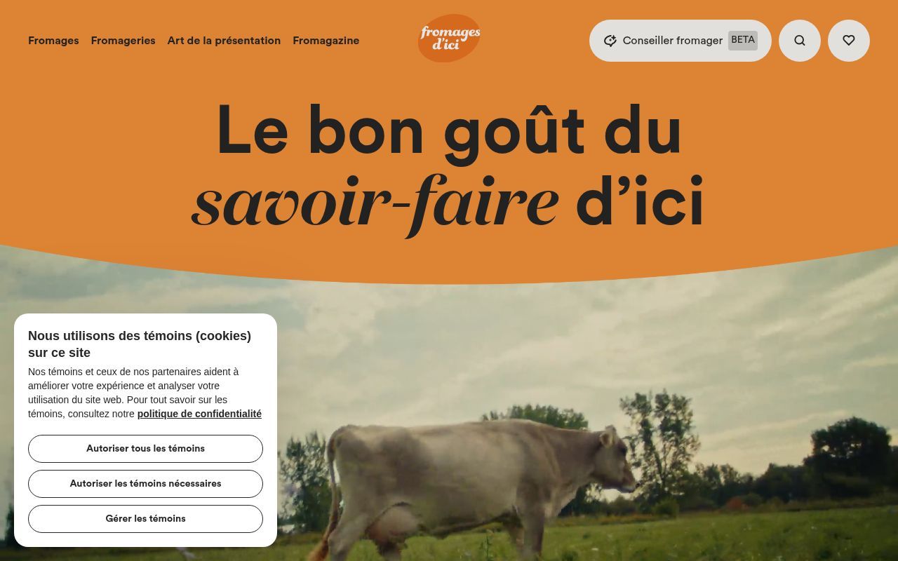 Homepage screenshot of fromagesdici.com
