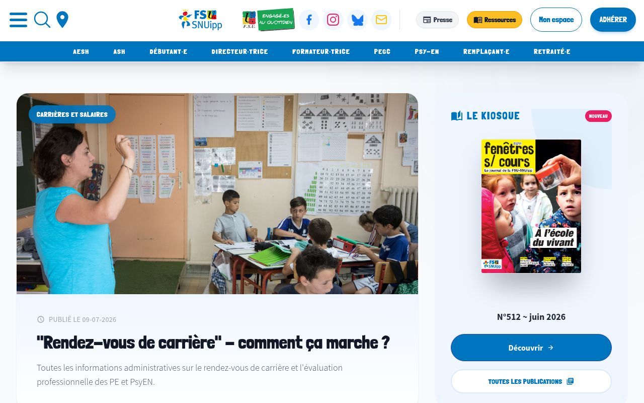 Homepage screenshot of fsu-snuipp.fr