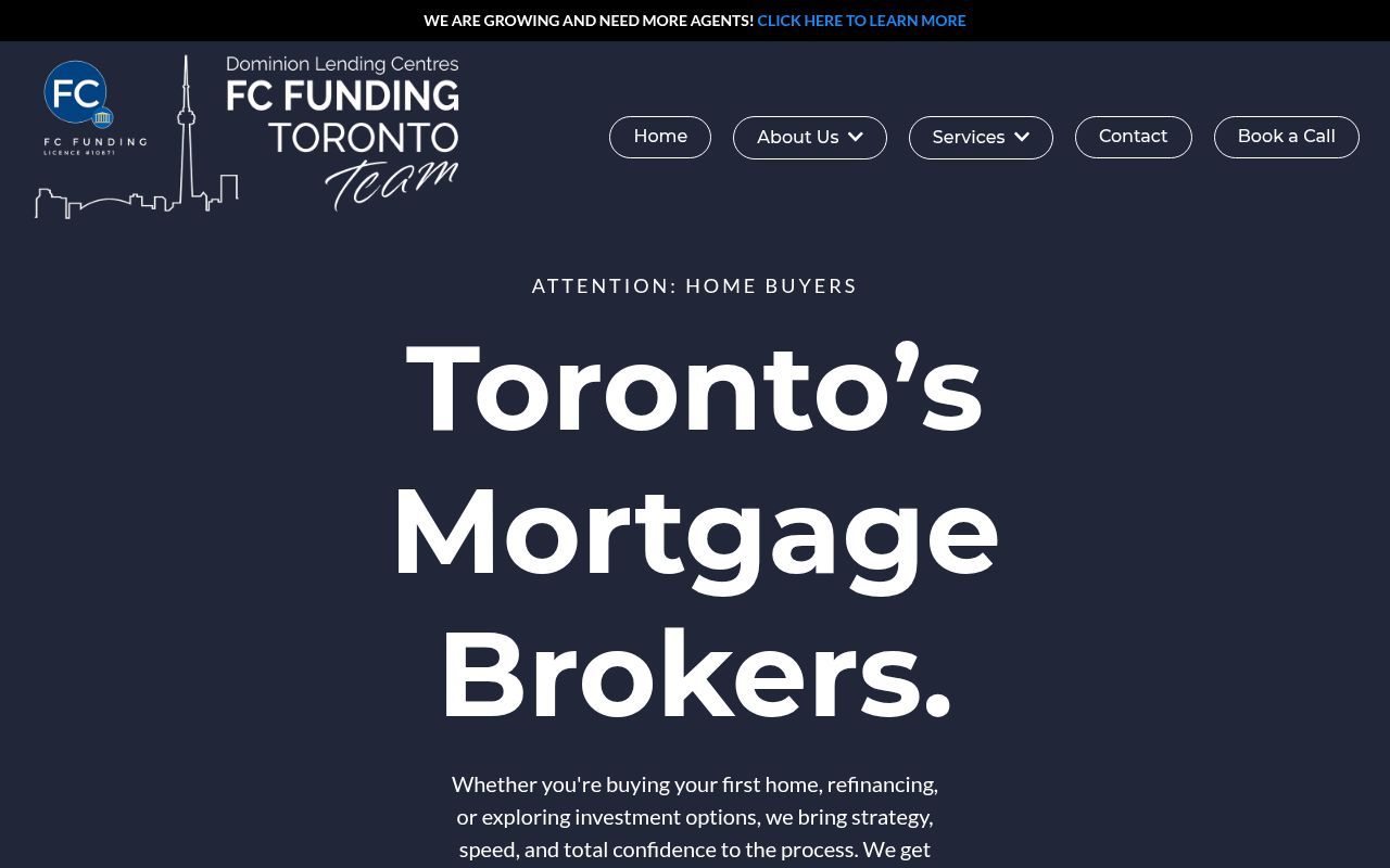 Homepage screenshot of fundingtoronto.com