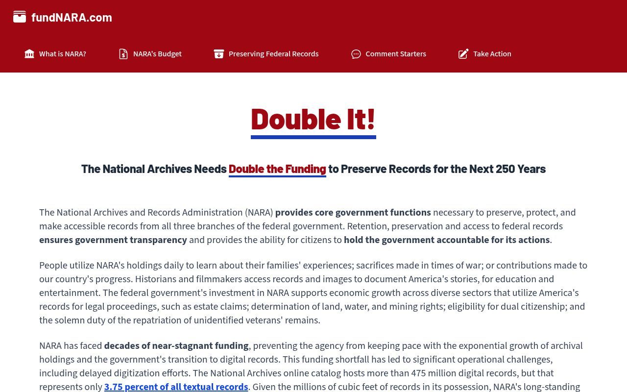 Homepage screenshot of fundnara.com