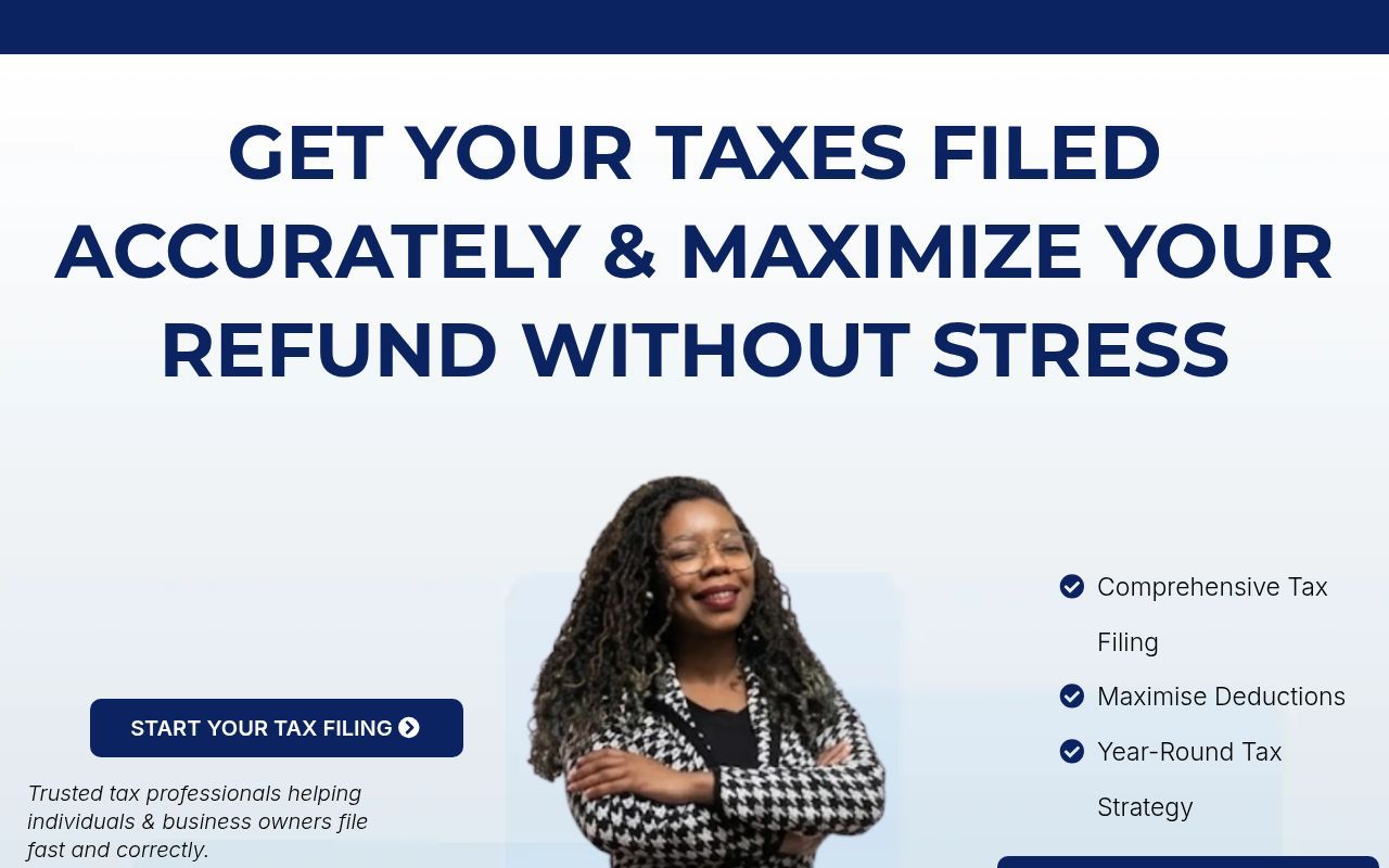 Homepage screenshot of funnel.3d-tax-services-llc.com