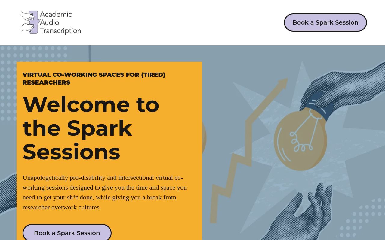 Homepage screenshot of funnels.academicaudiotranscription.com