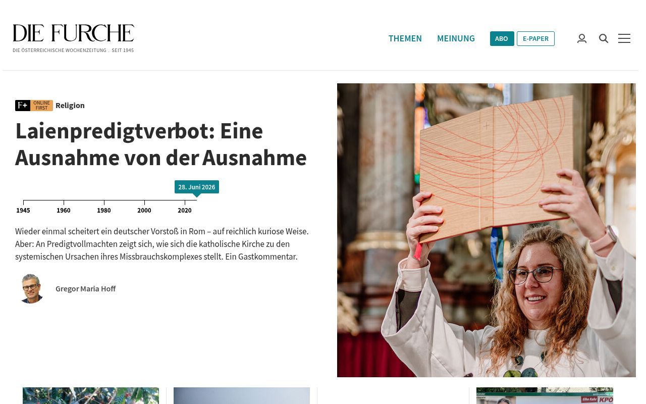 Homepage screenshot of furche.at