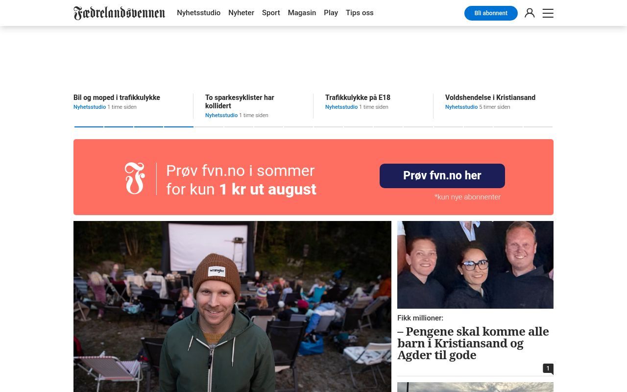 Homepage screenshot of fvn.no