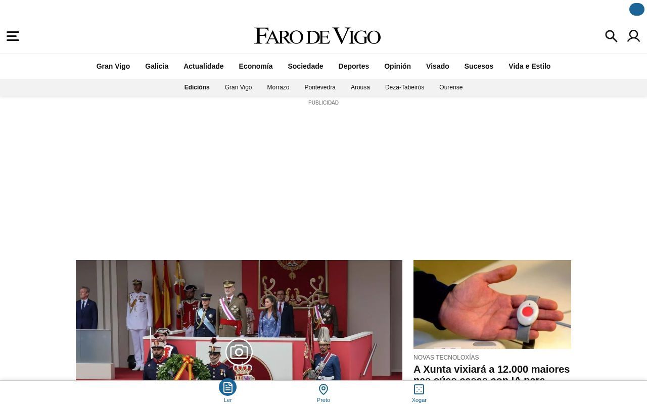 Homepage screenshot of galego.farodevigo.es