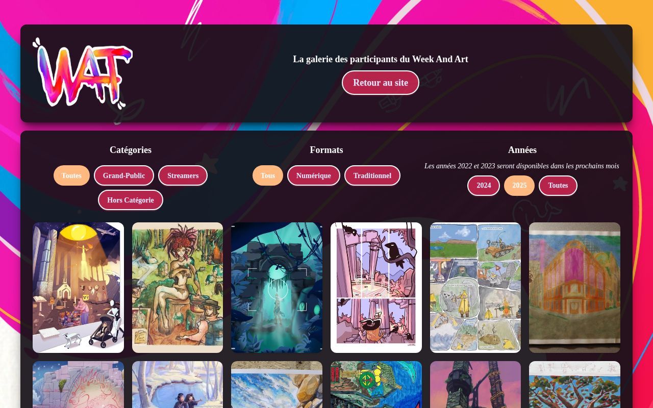 Homepage screenshot of galerie.weekandart.com