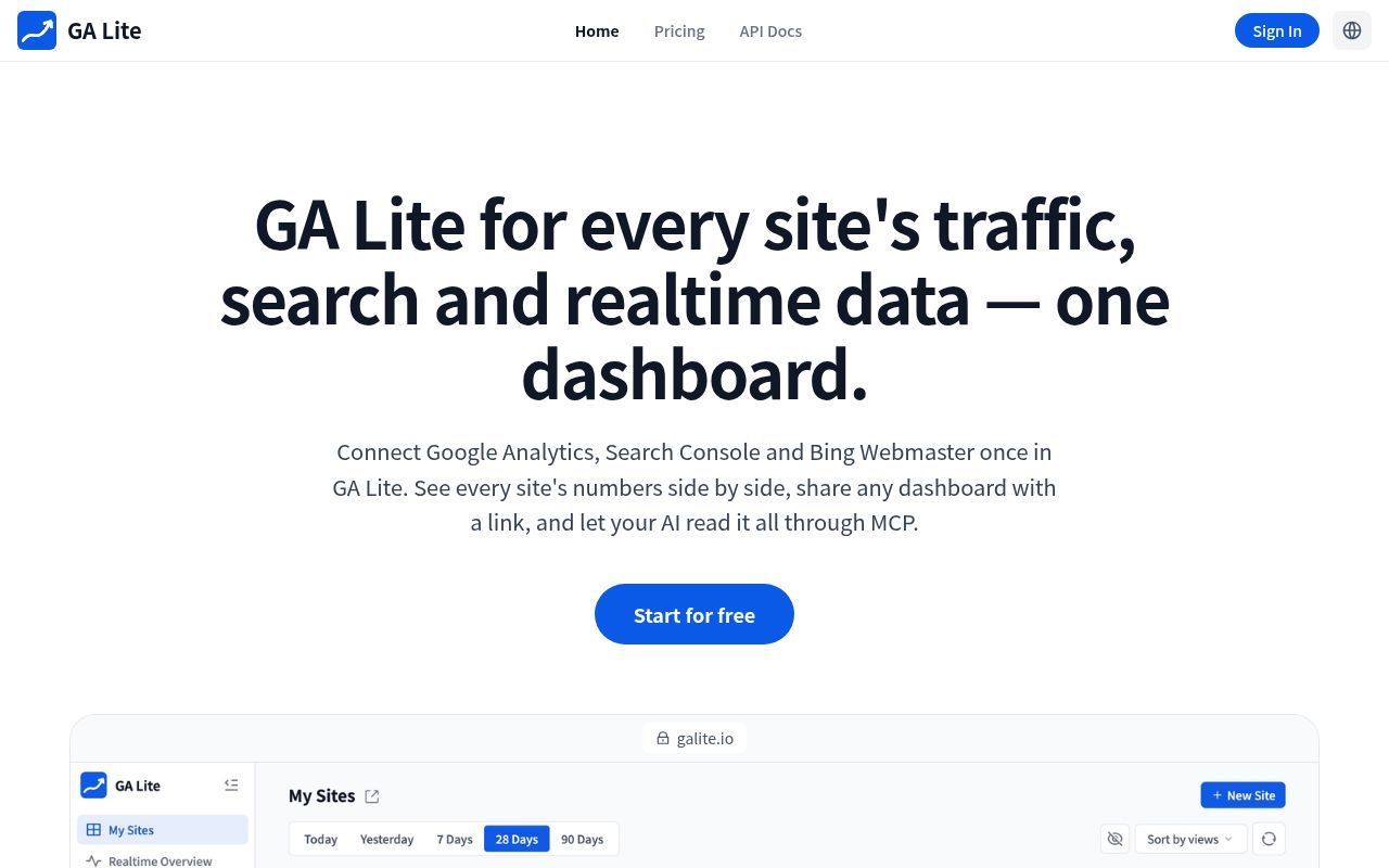 Homepage screenshot of galite.io