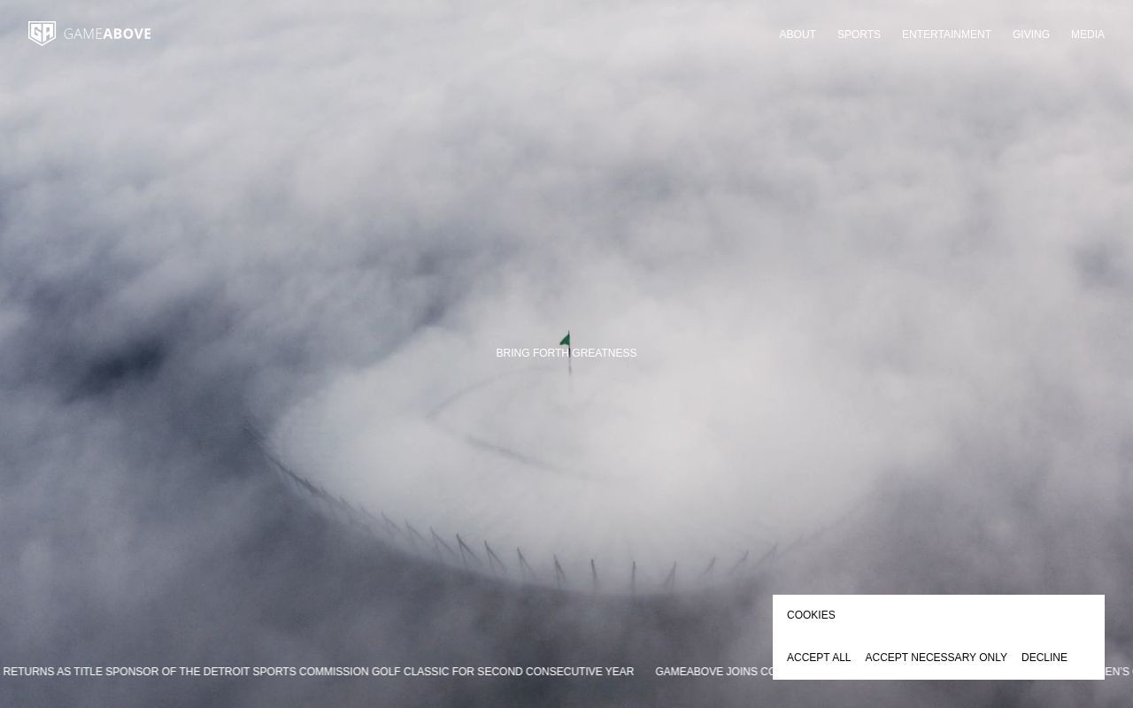 Homepage screenshot of gameabove.com