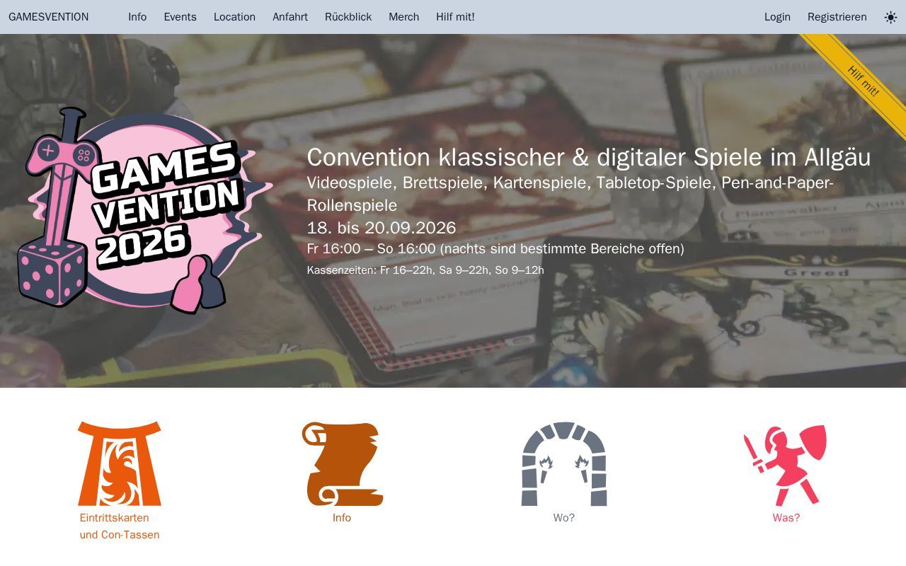 Homepage screenshot of gamesvention.de