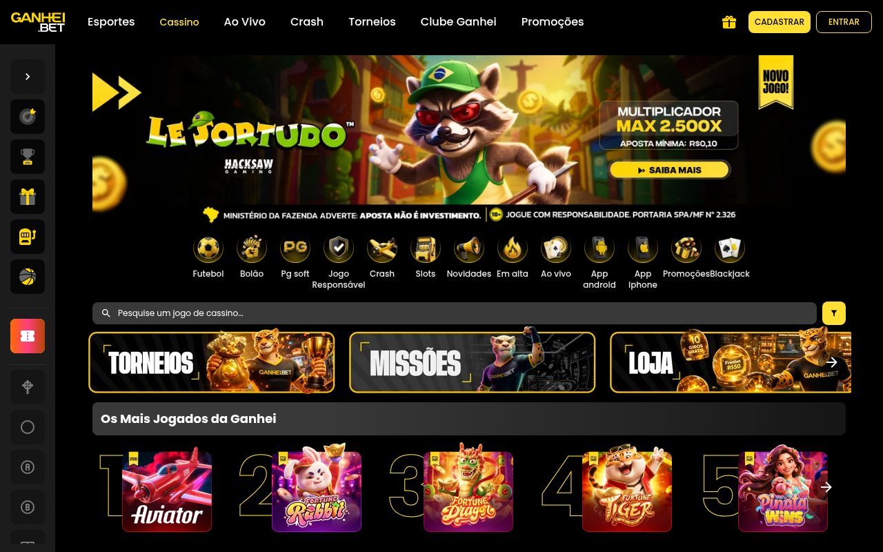 Homepage screenshot of ganhei.bet.br