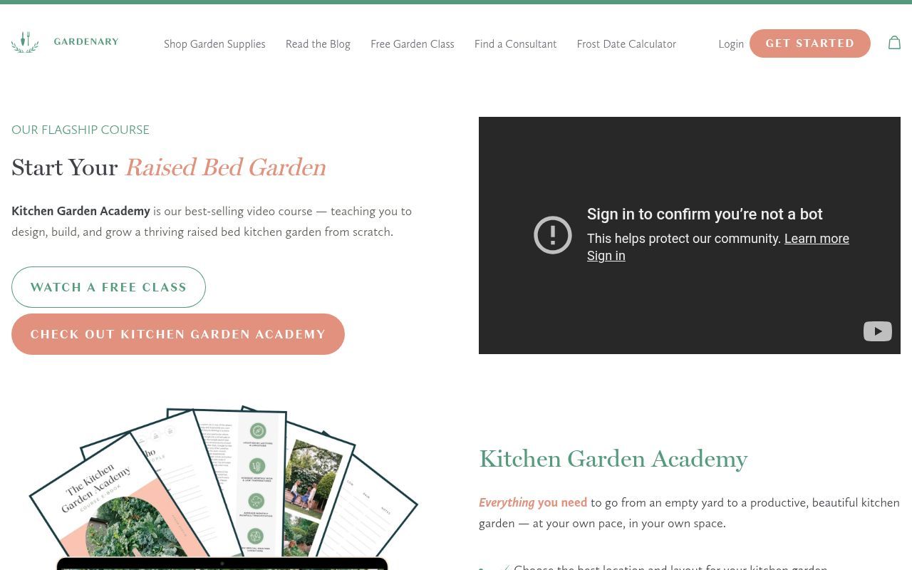 Homepage screenshot of gardenary.com