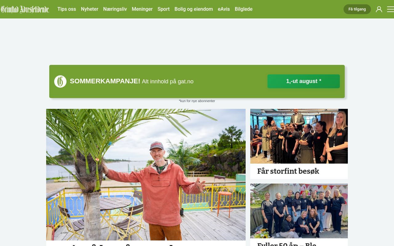 Homepage screenshot of gat.no