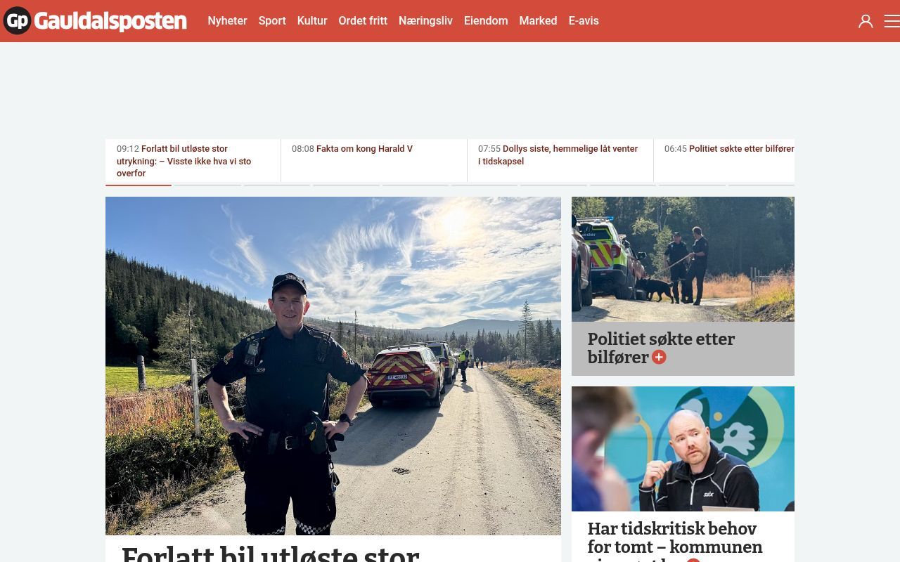 Homepage screenshot of gauldalsposten.no