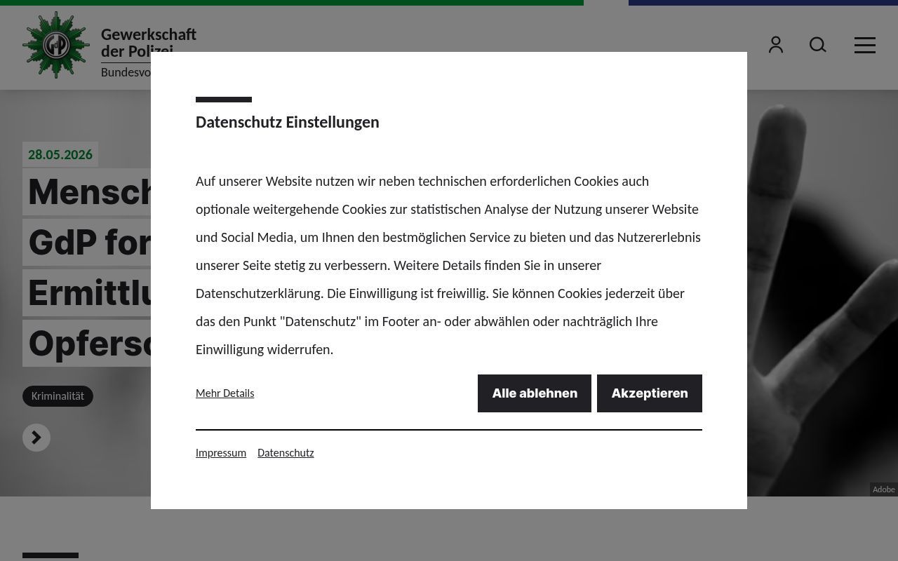 Homepage screenshot of gdp.de