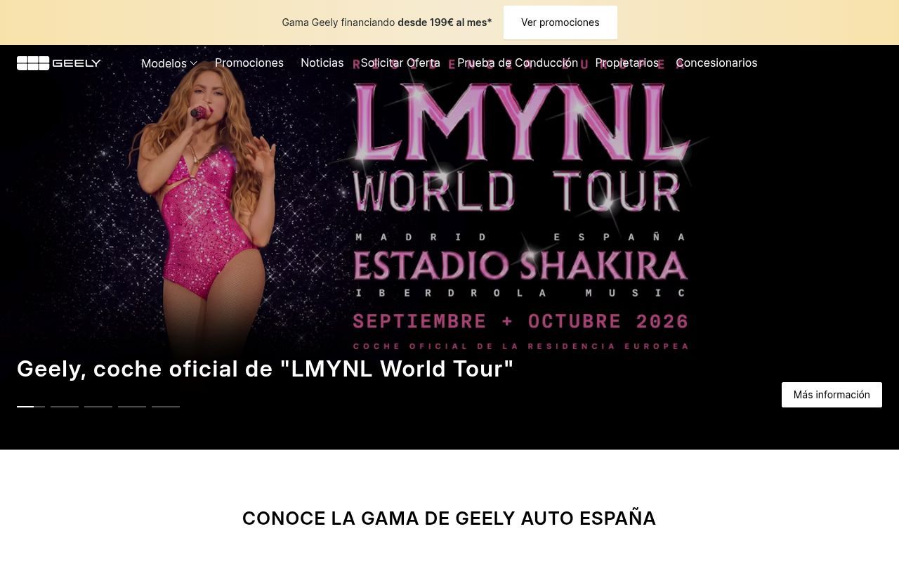 Homepage screenshot of geelyauto.es