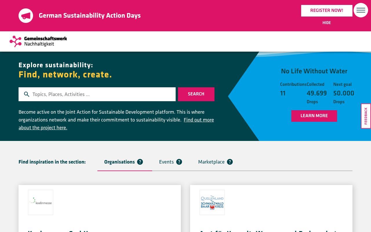 Homepage screenshot of gemeinschaftswerk-nachhaltigkeit.de