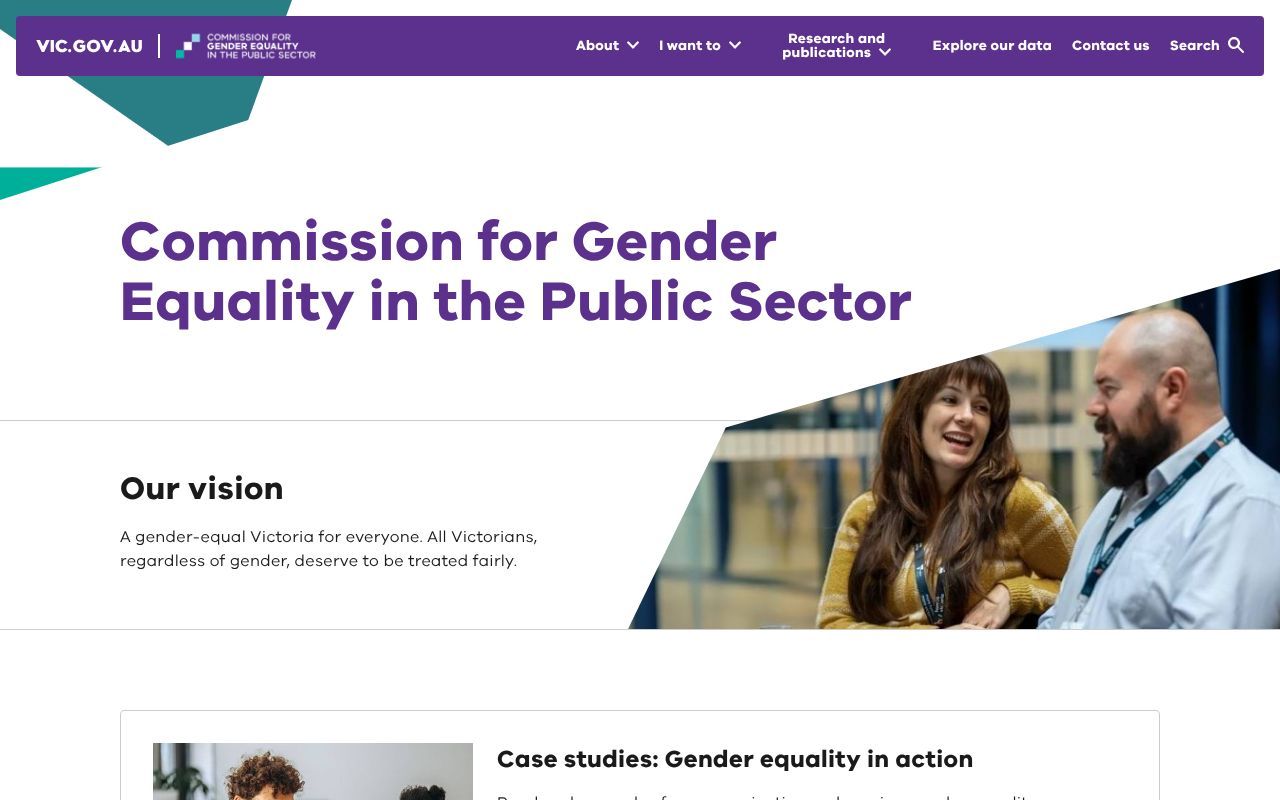 Homepage screenshot of genderequalitycommission.vic.gov.au
