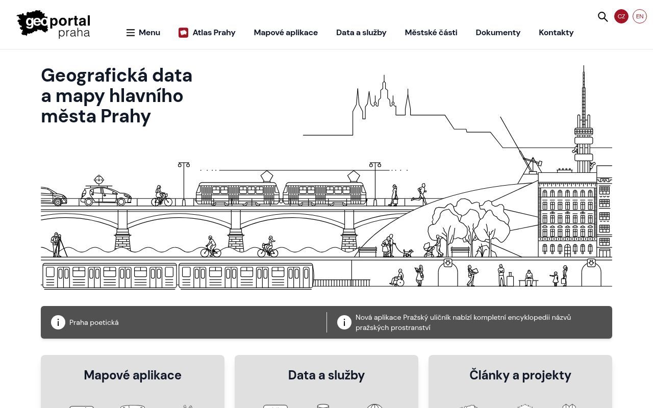 Homepage screenshot of geoportalpraha.cz