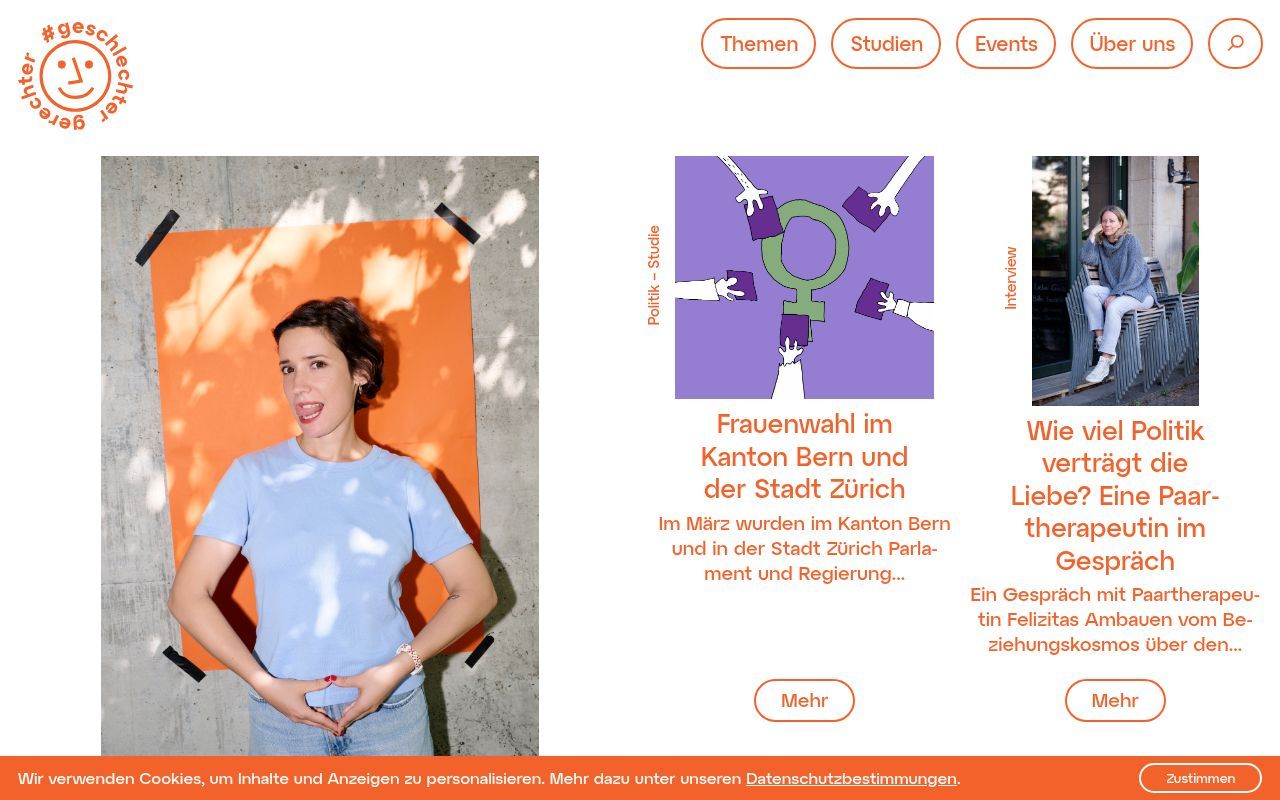 Homepage screenshot of geschlechtergerechter.ch