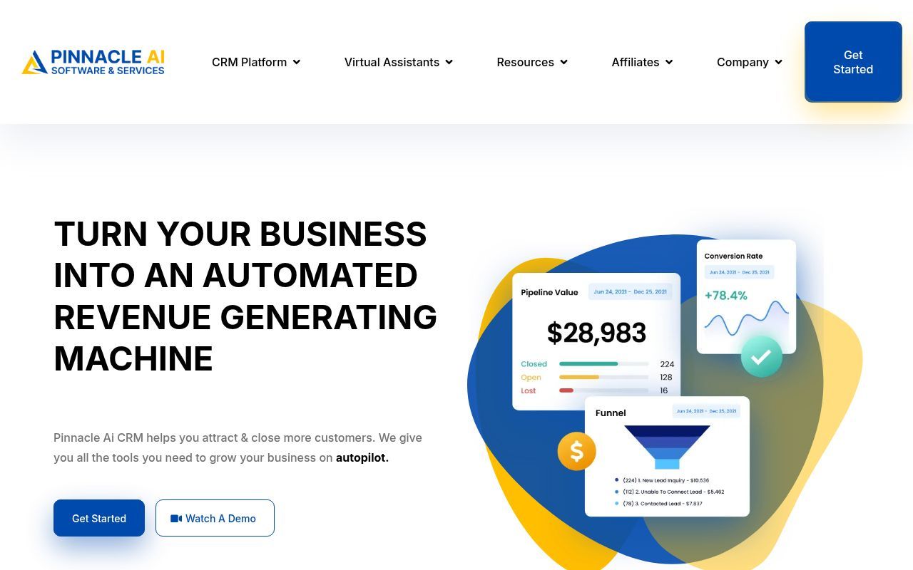 Homepage screenshot of getpinnacle.ai