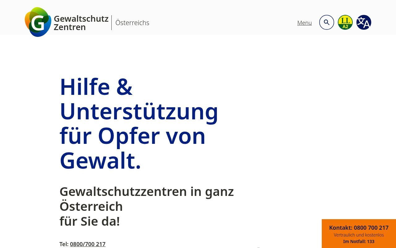 Homepage screenshot of gewaltschutzzentrum.at