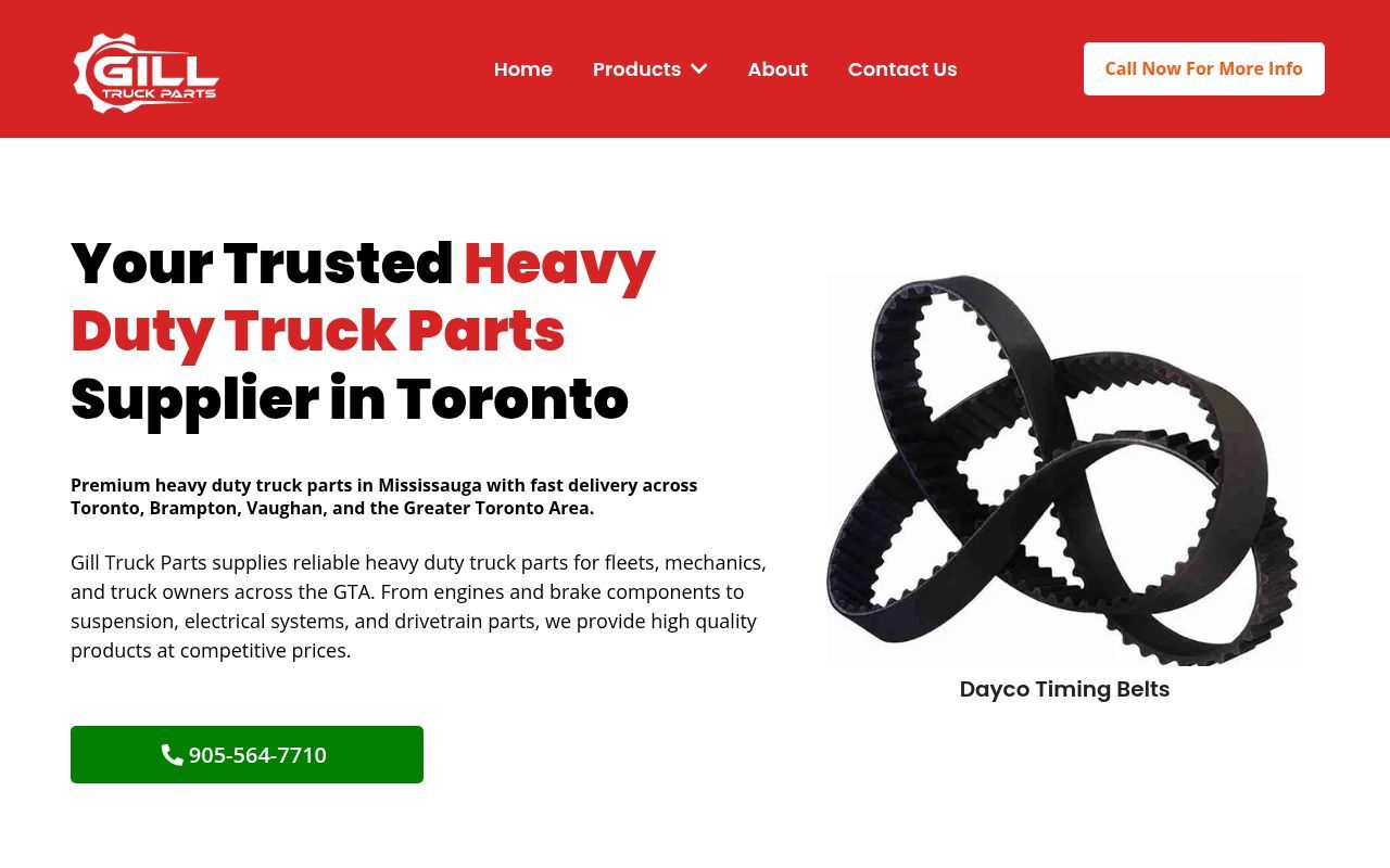 Homepage screenshot of gilltruckparts.com