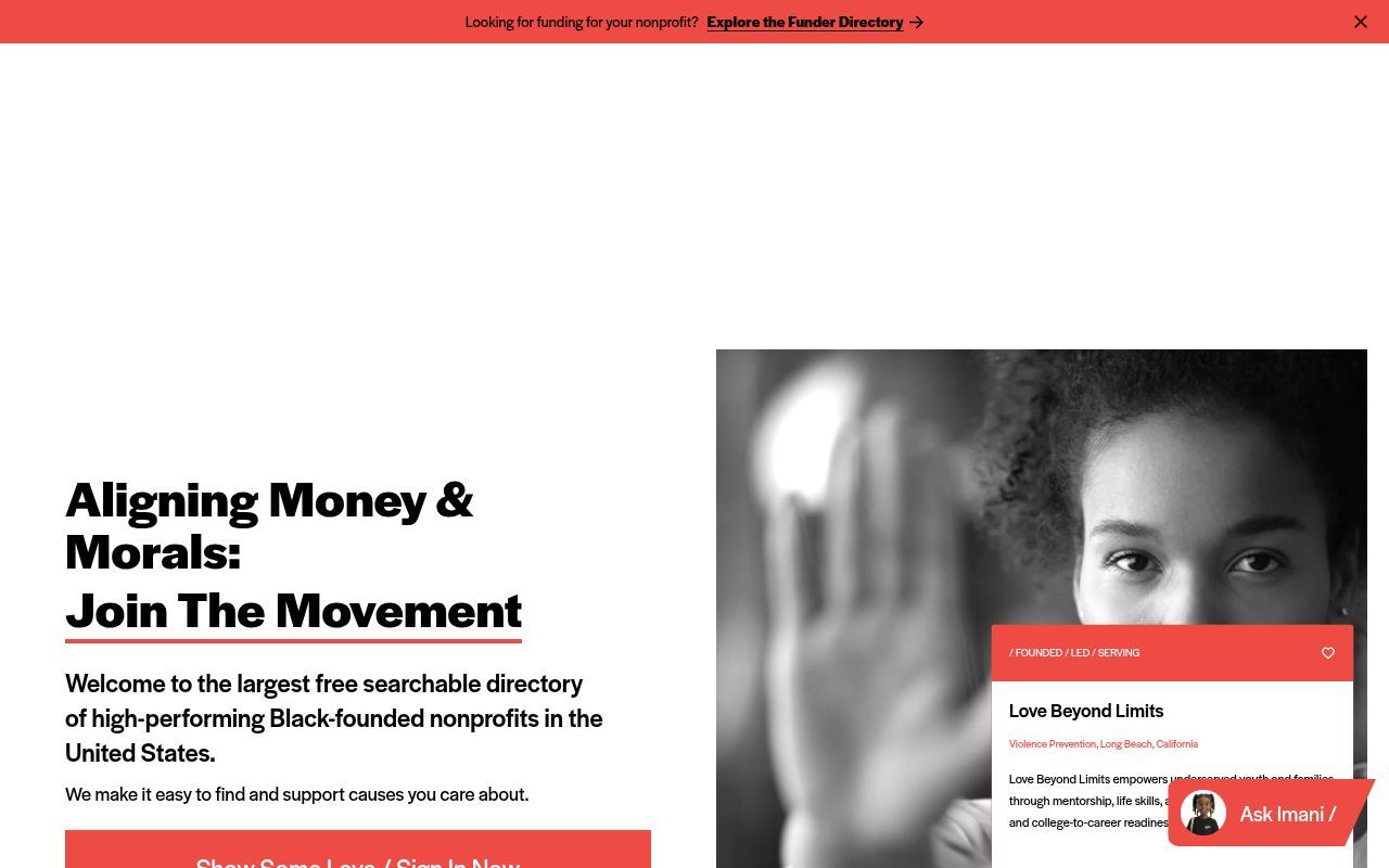 Homepage screenshot of givinggap.org