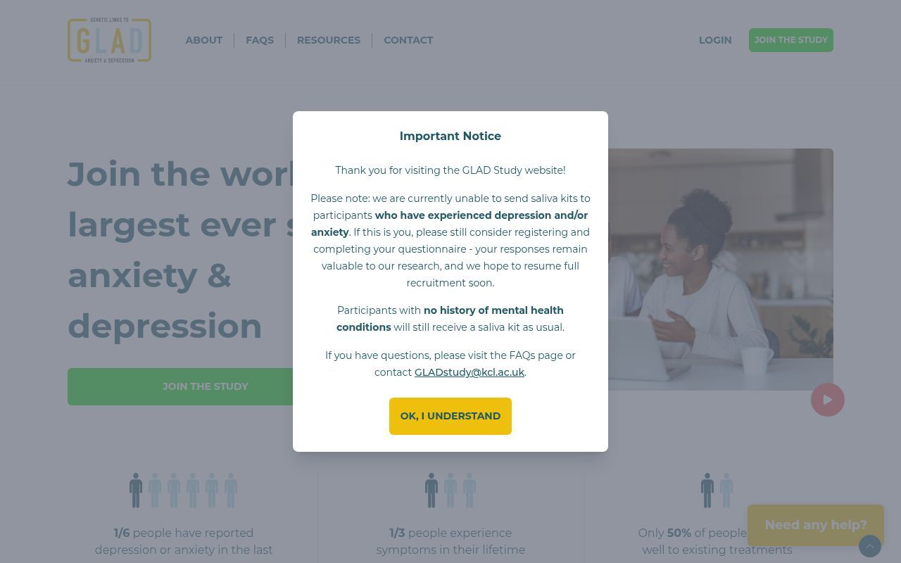Homepage screenshot of gladstudy.org.uk