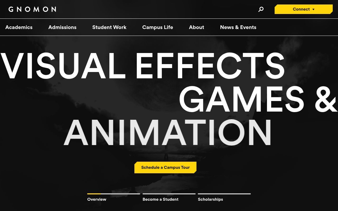 Homepage screenshot of gnomon.edu
