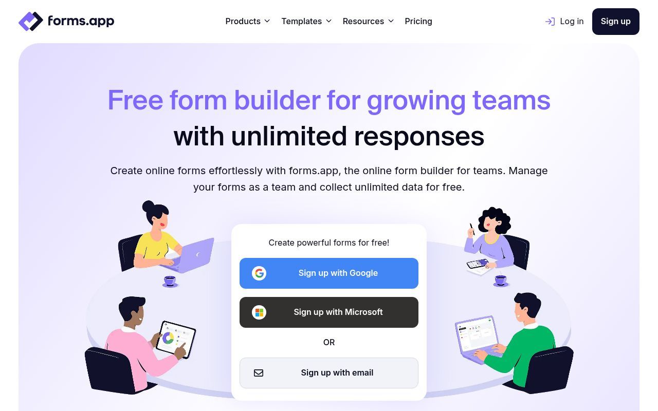 Homepage screenshot of go.forms.app